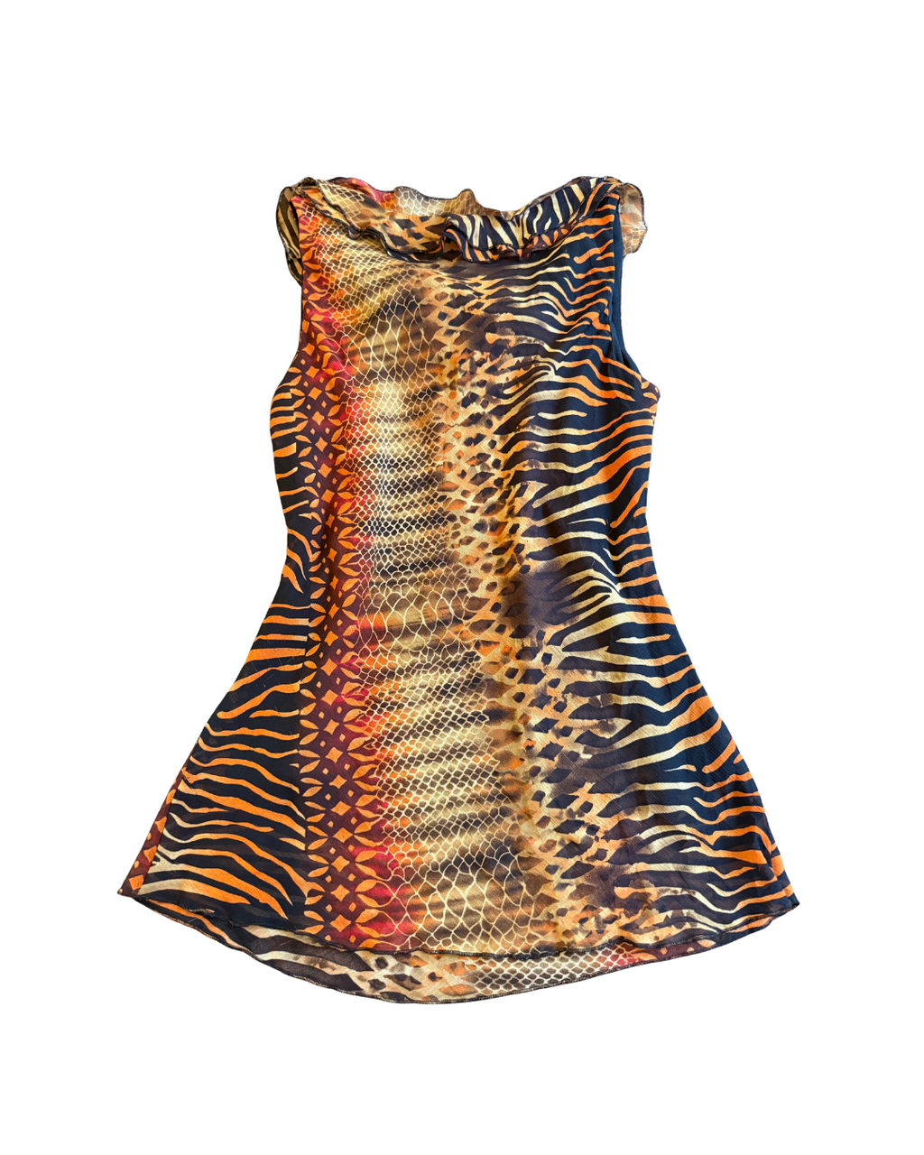 Ruffle Orange Zebra Tank - S/M