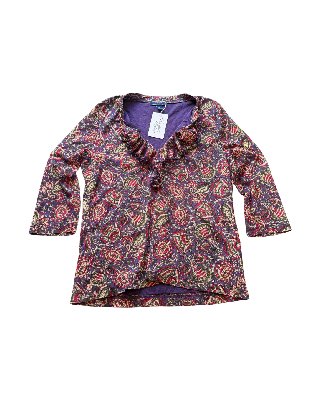 Ruffle Paisley Quarter Sleeve - XL