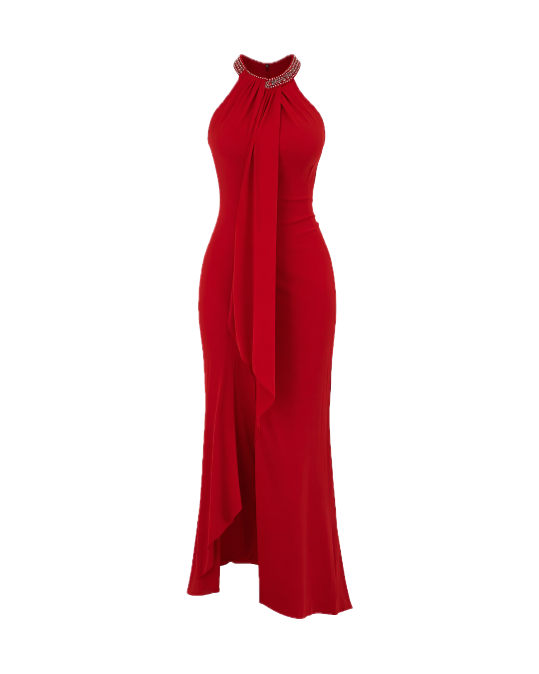 Xscape Red Embellished Halter Dress - 8P