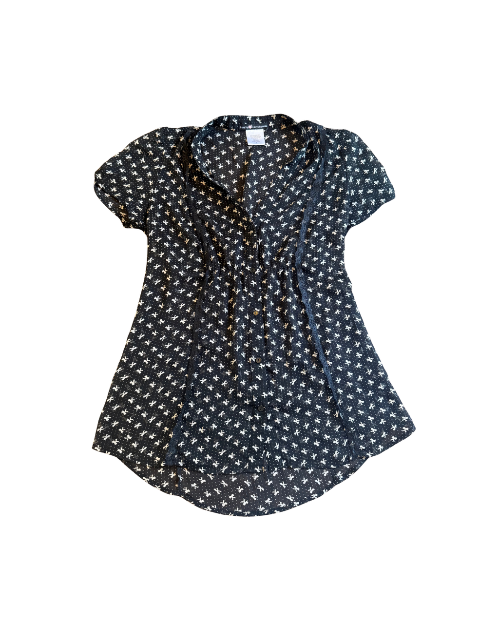 Sheer Bow Button Up - S/M