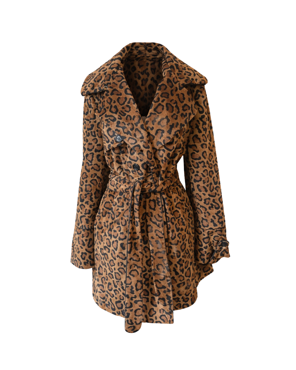 Betsey Johnson Leopard Trench Coat - XL