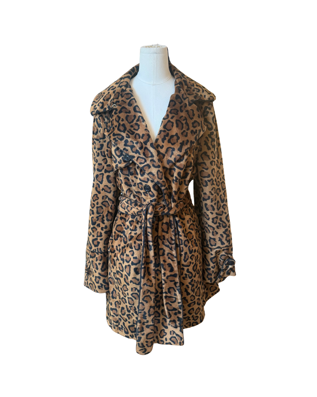Betsey Johnson Leopard Trench Coat - XL