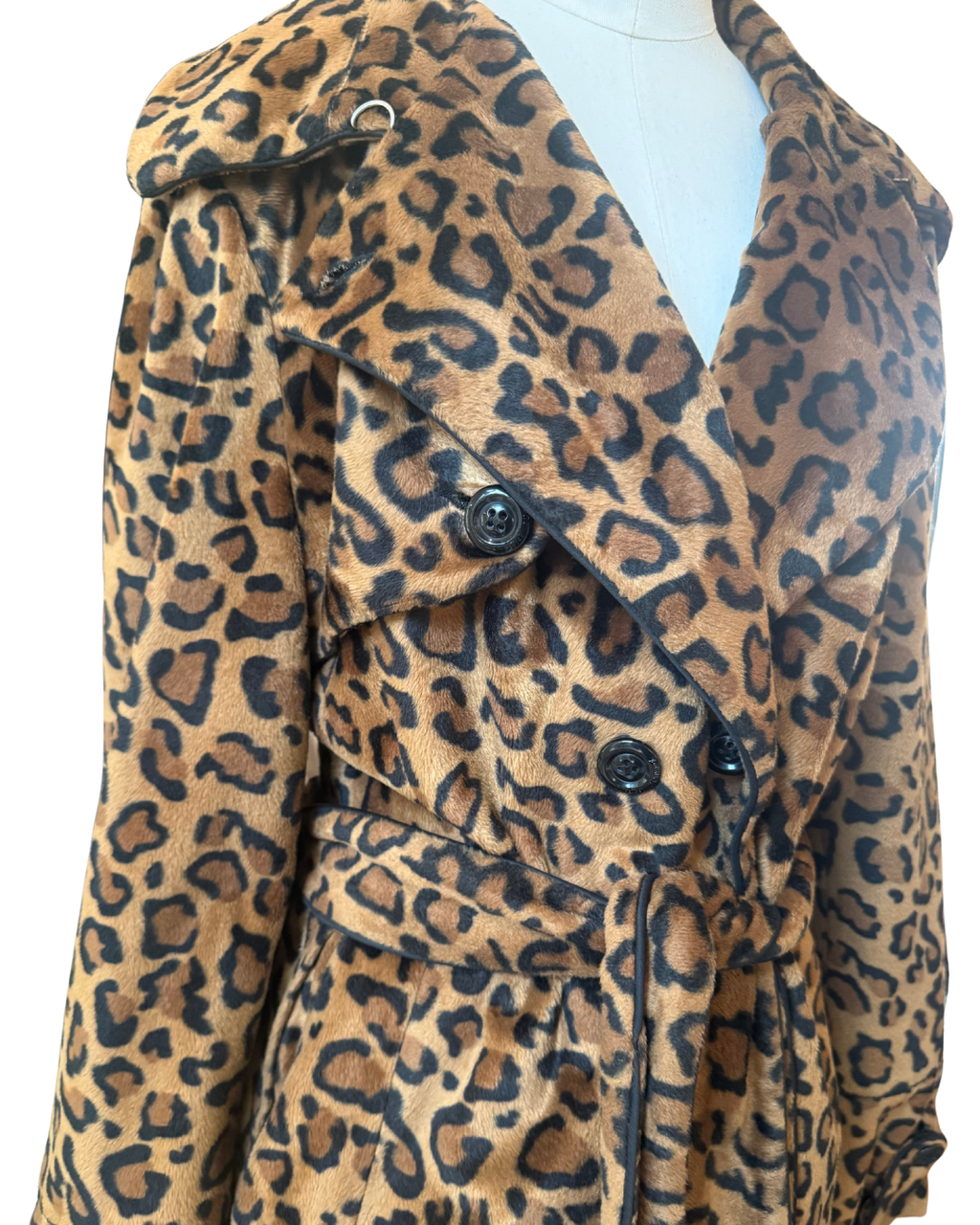 Betsey Johnson Leopard Trench Coat - XL