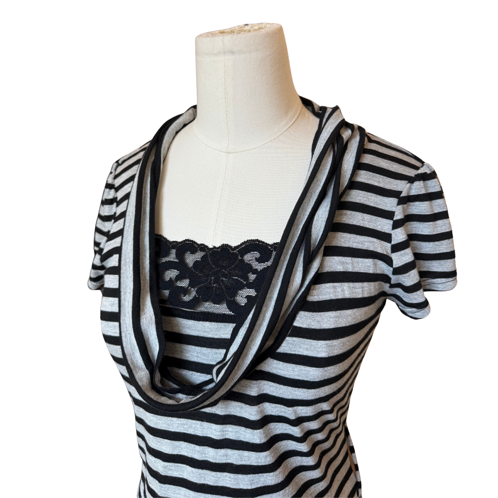 Cowl Neck Striped Top - Medium