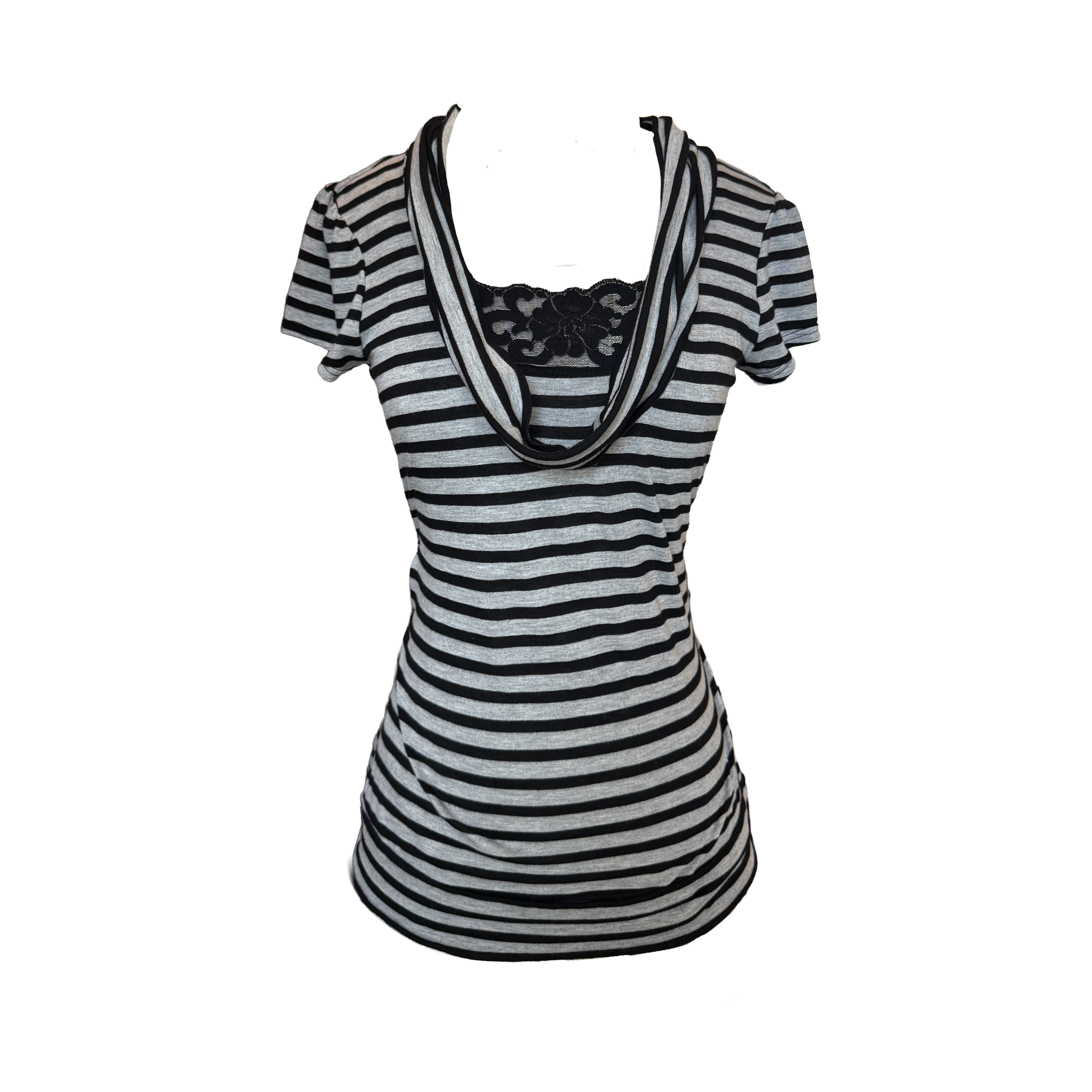 Cowl Neck Striped Top - Medium