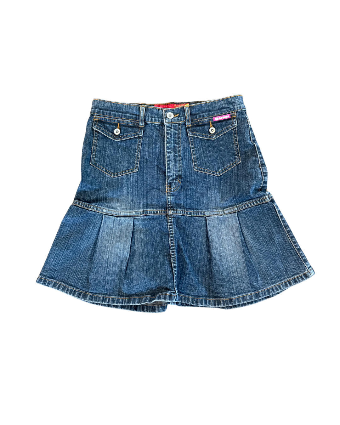 Dark Wash Denim Pleated Skirt - Size 4