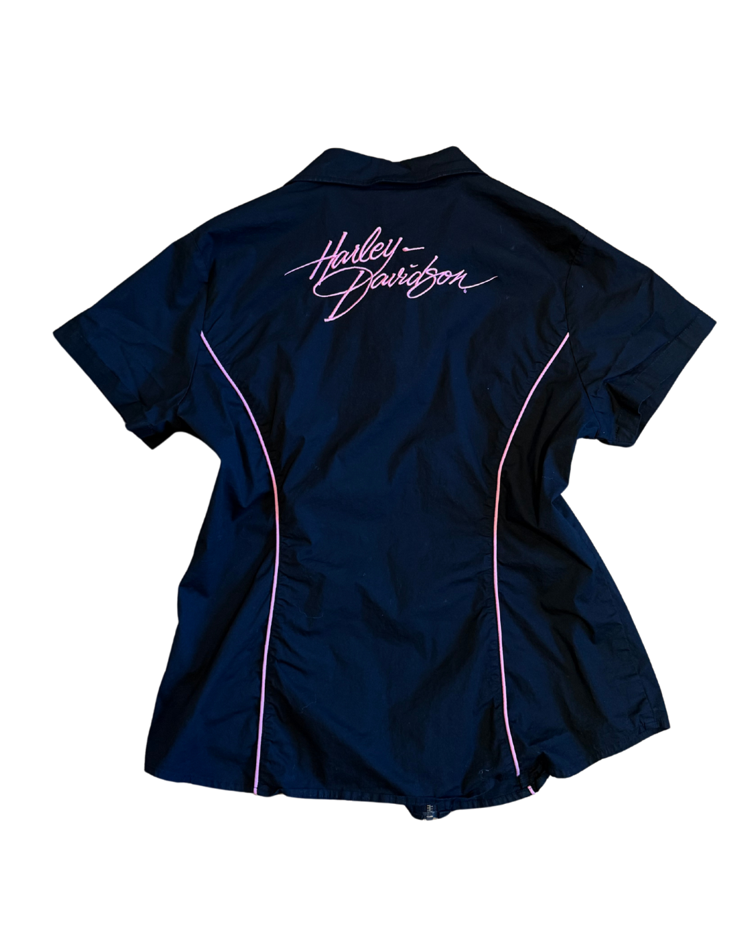 Harley Black & Pink Zip Up Top - XL