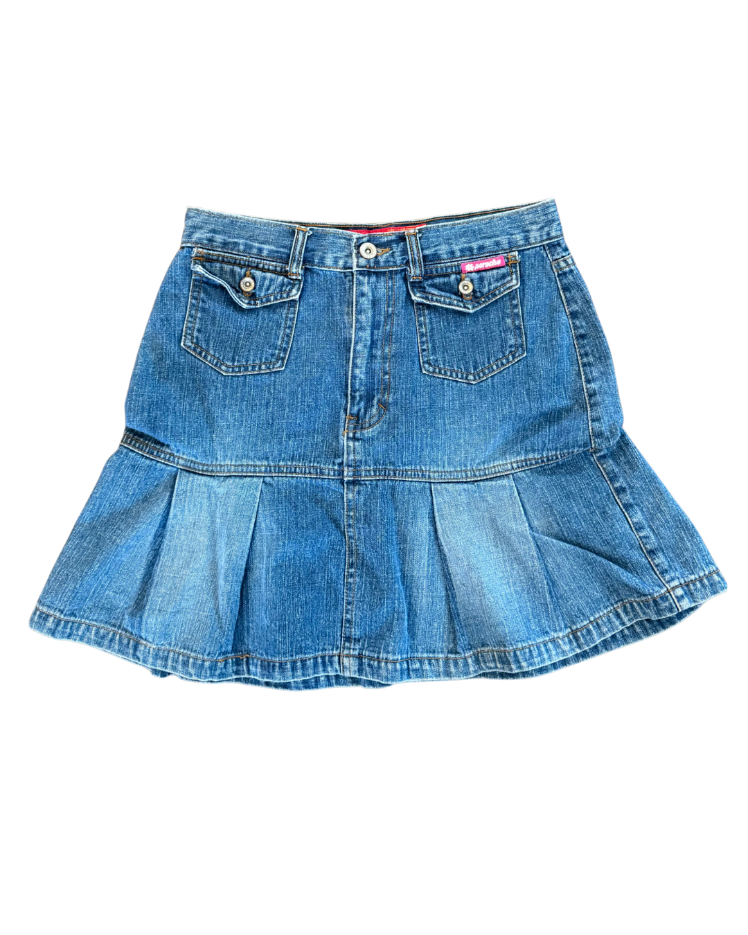 Light Wash Denim Pleated Skirt - Size 4