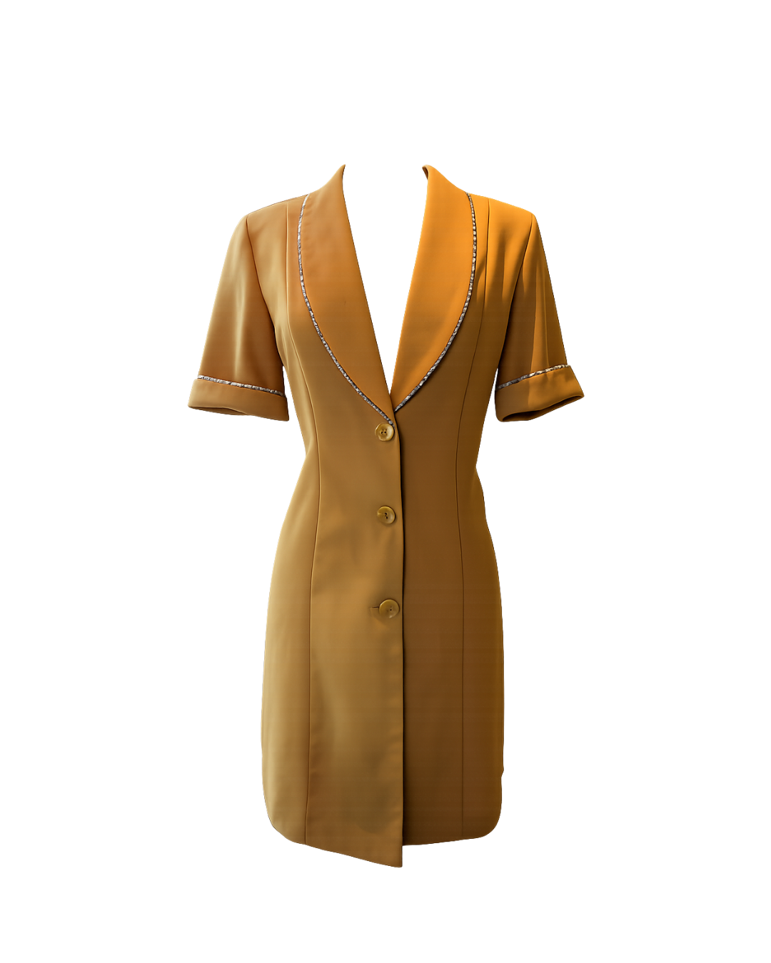 Yellow Leopard Trim Blazer Dress - Medium