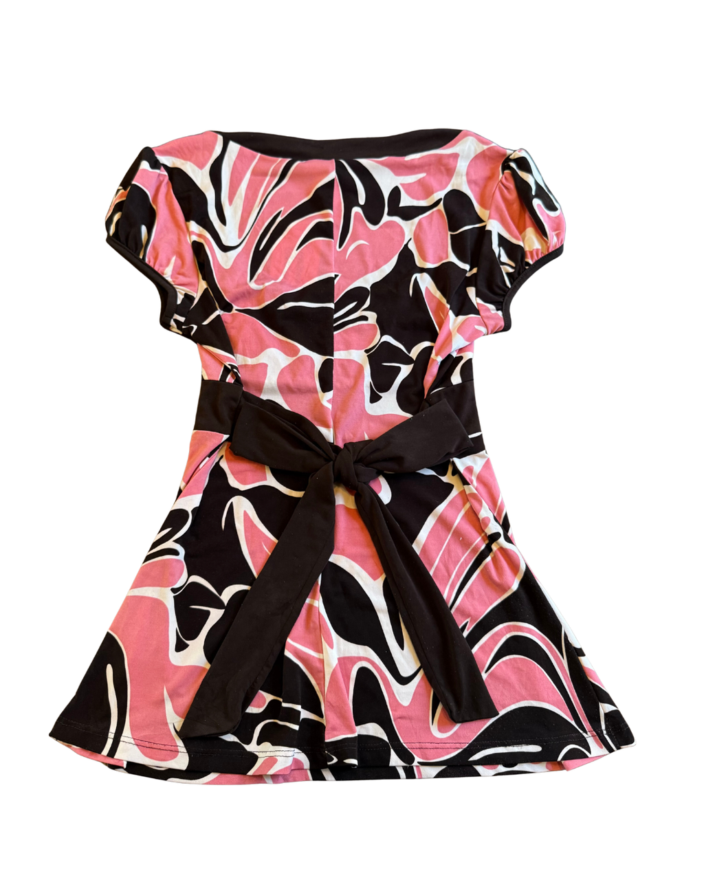 Pink and Brown Babydoll Tie Top - Medium