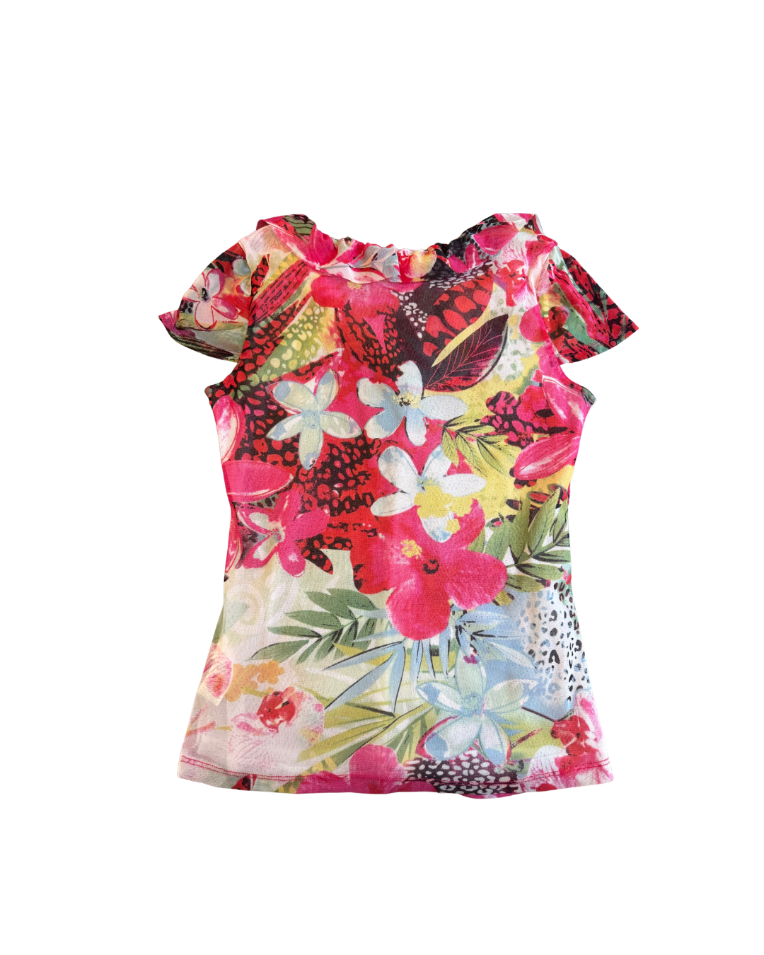 Floral Leopard Sheer Top - Large