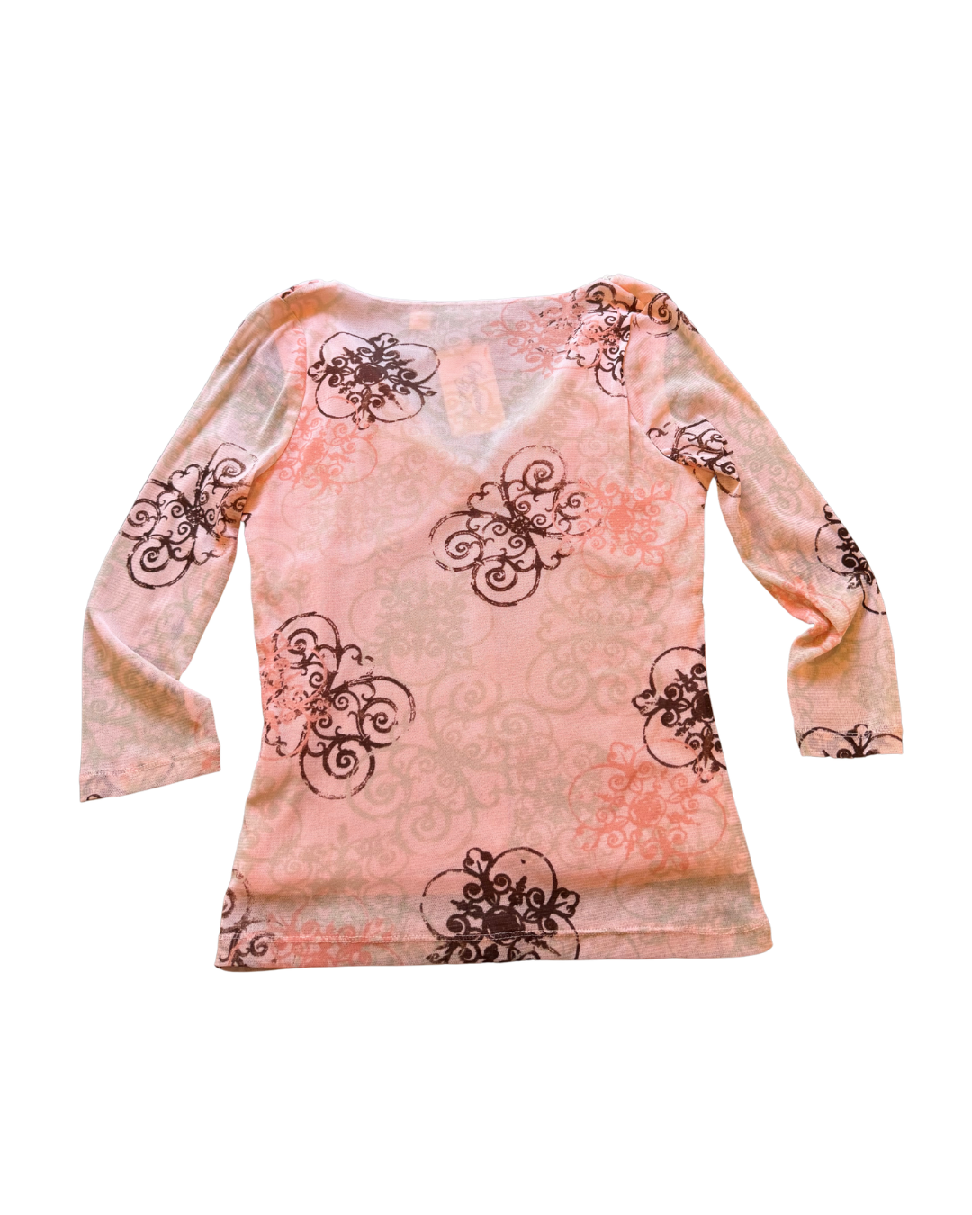 Sheer Lace Quarter Sleeve Blouse - Medium