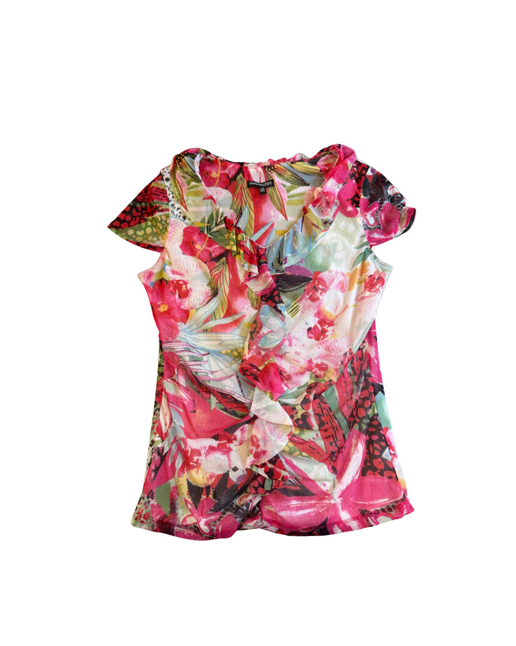 Floral Leopard Sheer Top - Large