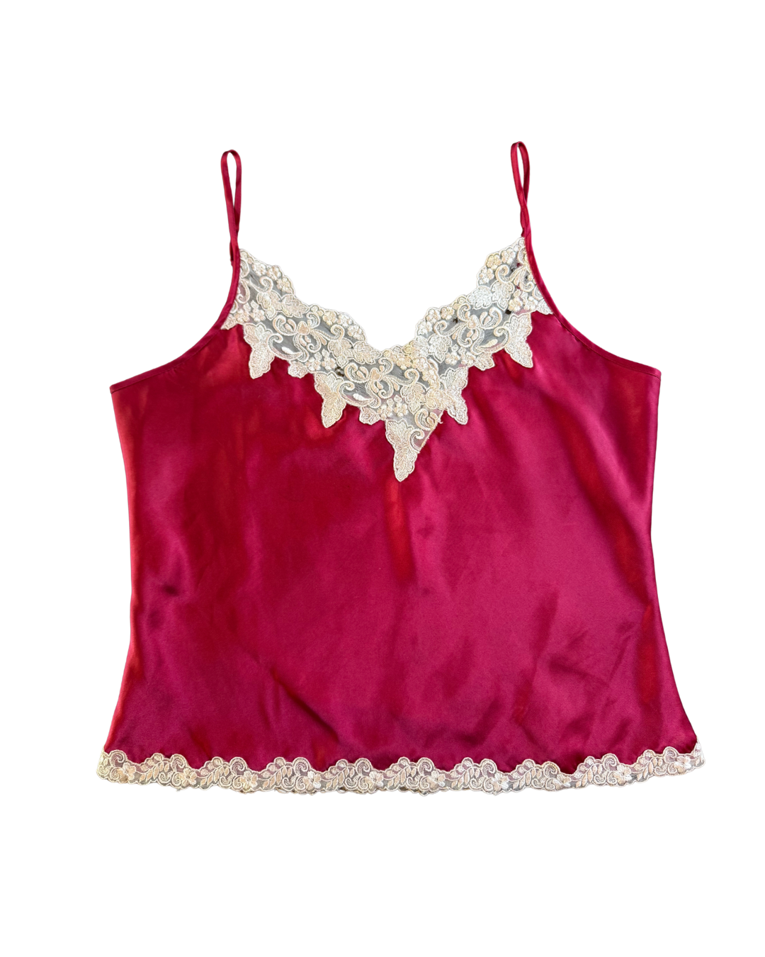 Pink Lace Trim Tank - Medium