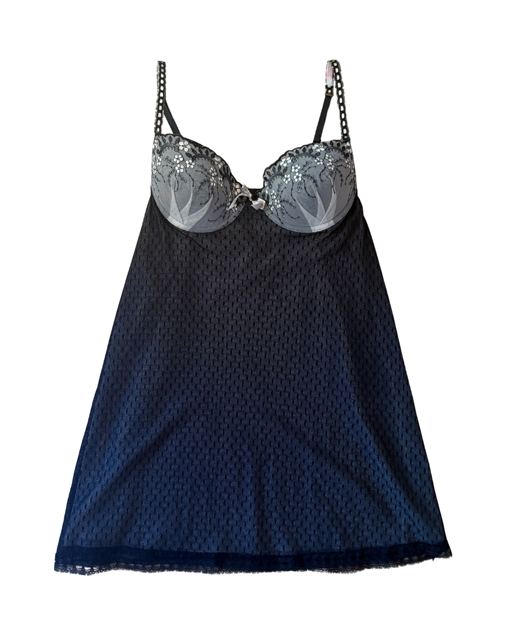 Black and White Embroidered Corset Top - Large