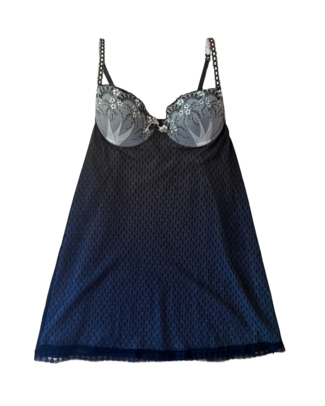 Black and White Embroidered Corset Top - Large