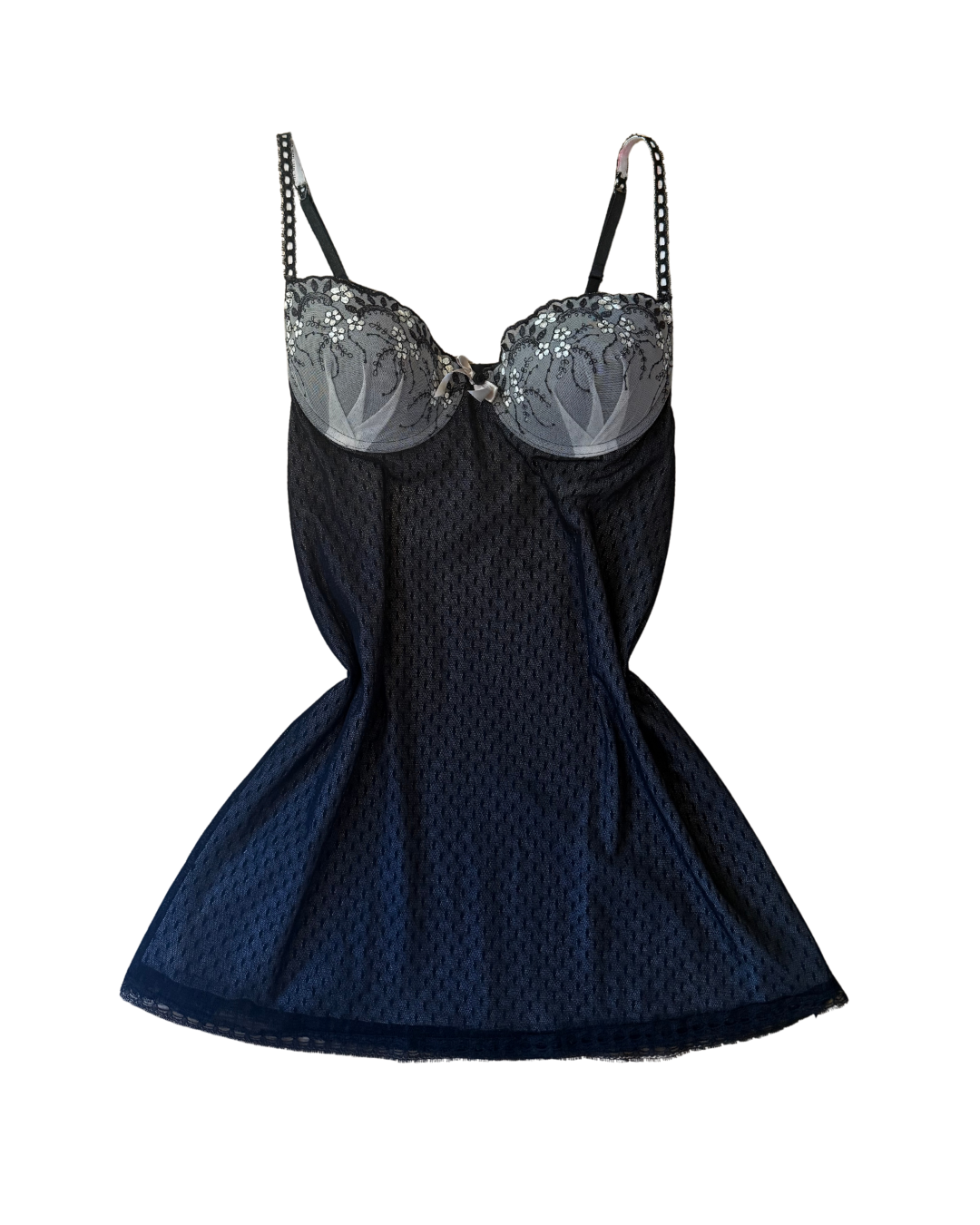 Black and White Embroidered Corset Top - Large