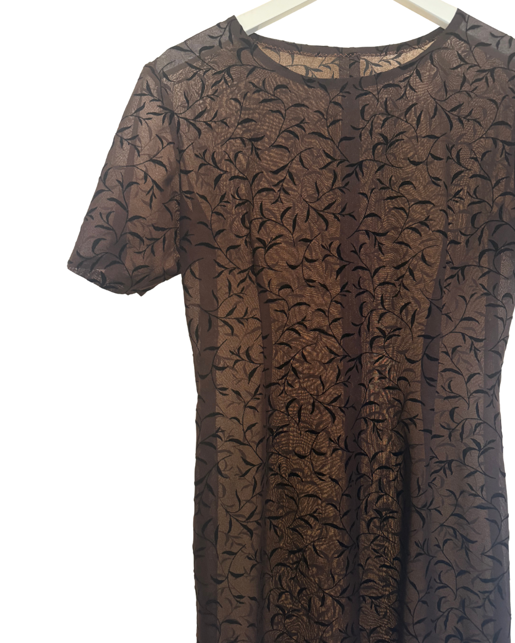 Sheer Brown Floral Dress - Small