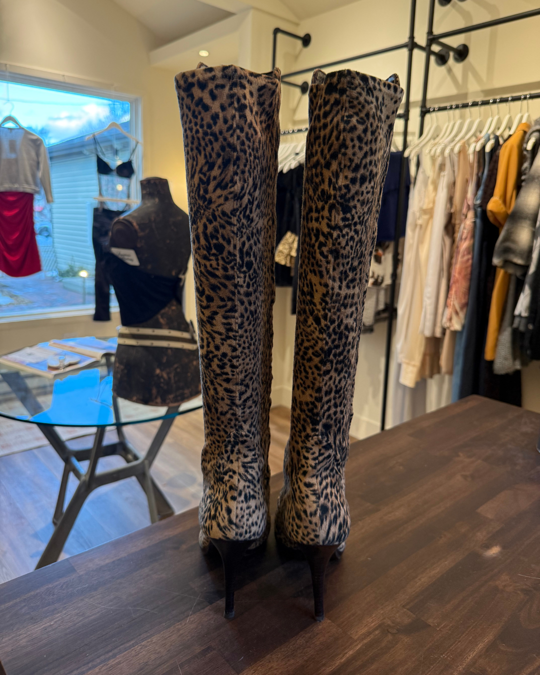 Stuart Weitzman Leopard Print Boots - Size 9.5