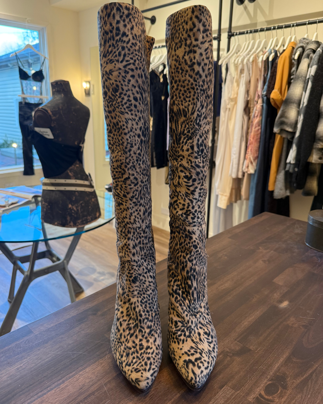 Stuart Weitzman Leopard Print Boots - Size 9.5