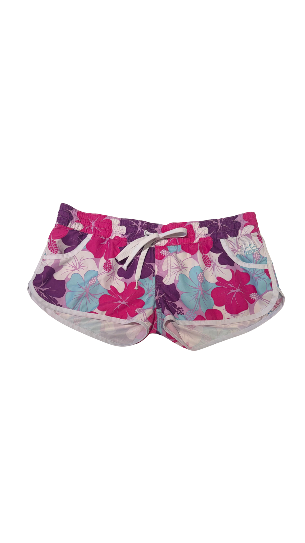 Pink Hibiscus Print Shorts - Large