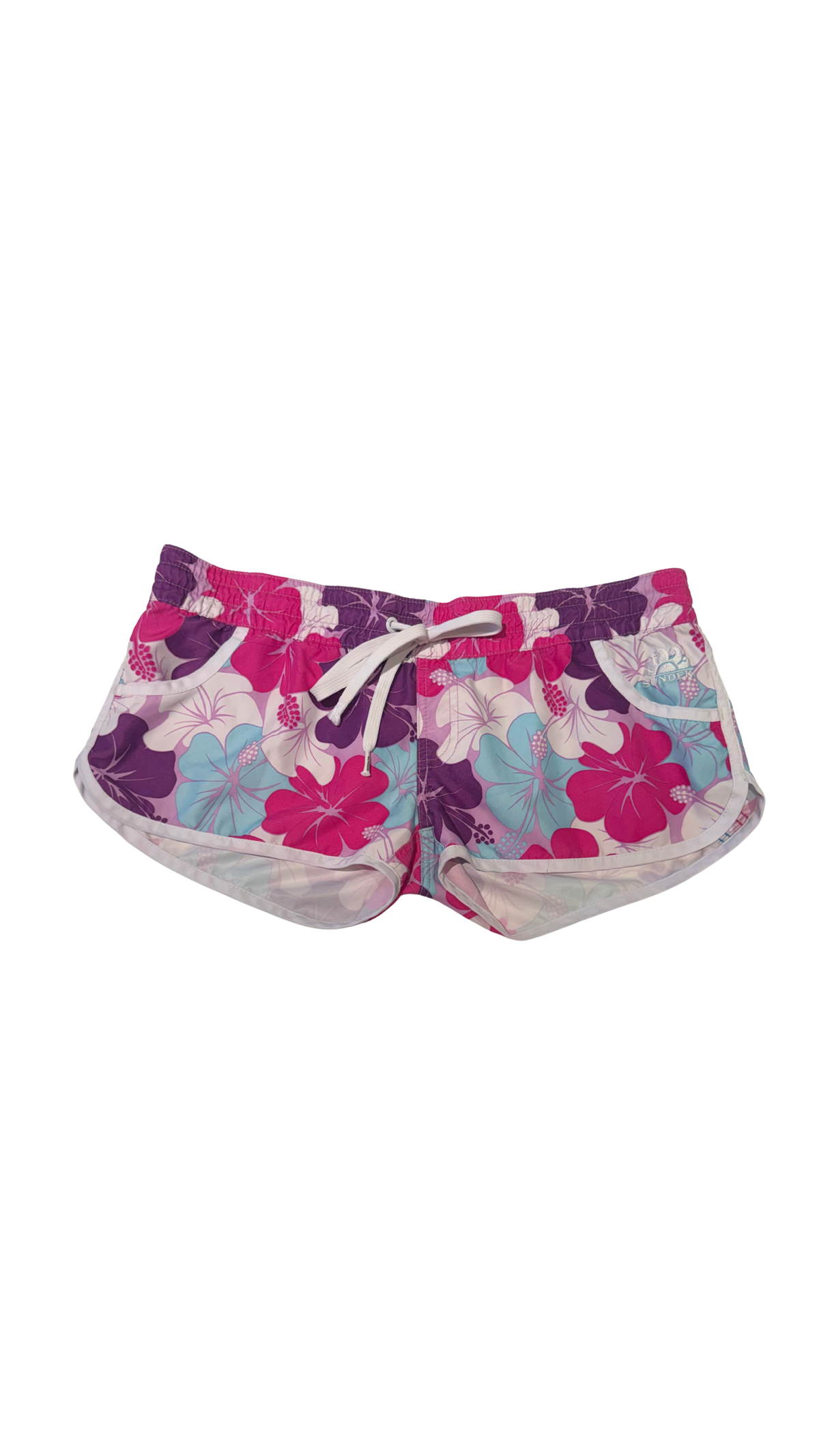 Pink Hibiscus Print Shorts - Large